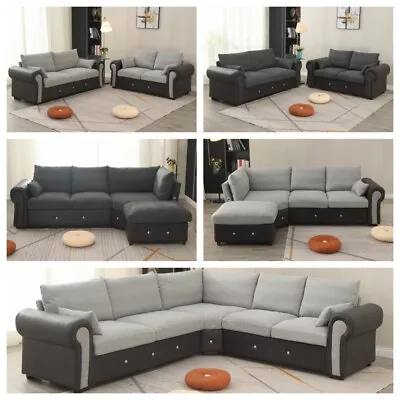 Luxury Sofa Corner Suite 3 Seater 2 Seater Armchair Sofa Set Fabric Sofa • £269.99