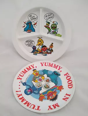 Two Vintage Sesame Street Muppets Plastic Plates Divided And Lunch Ernie Bert • $11.93