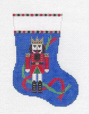 Nutcracker King With Ribbons Mini Stocking 13m Needlepoint Canvas Susan Roberts • $64.95