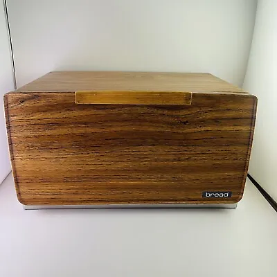 Vtg Mid Century Metal Lincoln BeautyWare Wood Grain Look W/ Shelf Bread Box USA • $49.50