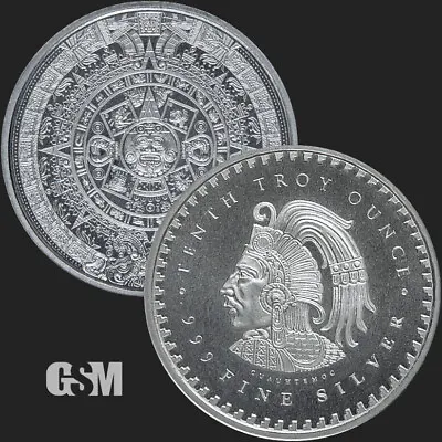 SILVER BULLION ROUND. 1 X 3. 1g 'Aztec'  ROUND. .999 PURITY  UK DISPATCH  • £8.99