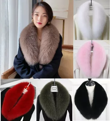 $49.99 • Buy Genuine Real Fur Collar Scarf Shawl Wrap Stole Warm Womens Neck Warmer 