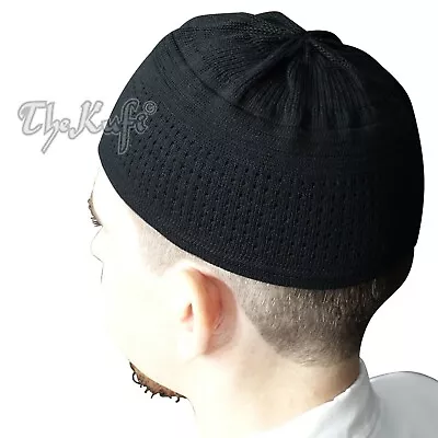 Plain Black Cotton Stretch-Knit Hat Islamic Kufi Skull Cap Comfortable Topi Fit • $9.49