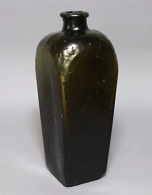 An Antique Heavy And Thick Green Glass Coffin Case Gin Bottle 17th Century? • £70