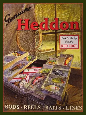 $19.99 • Buy Vintage Heddon Fishing Tackle Ad Reproduction Metal Sign Fishing Decor
