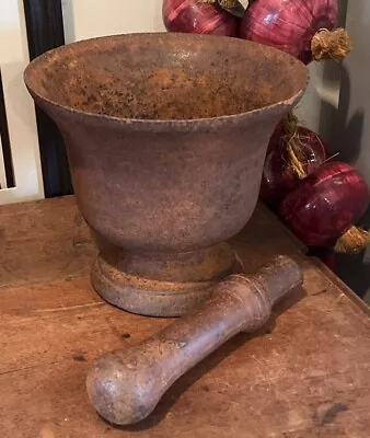 Vintage Cast Iron Mortar And Pestle  • $125