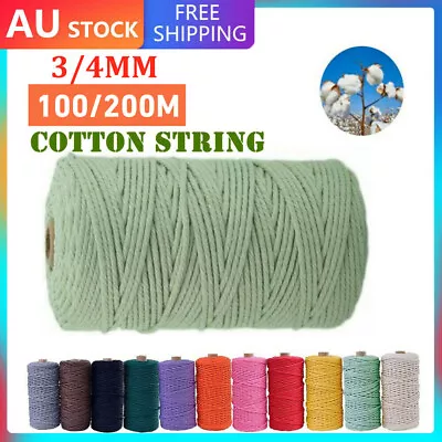 3mm/4mm Macrame Cord Rope Natural Cotton Twiste Cord String Artisa Hand Craft • $12.50