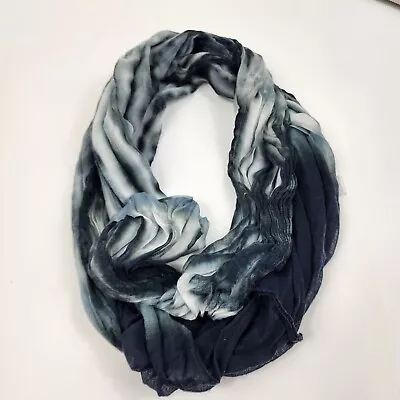 Blue Gray Ombre Lightweight Infinity Scarf 100% Cotton Women's Sheer Wrap • $5.69