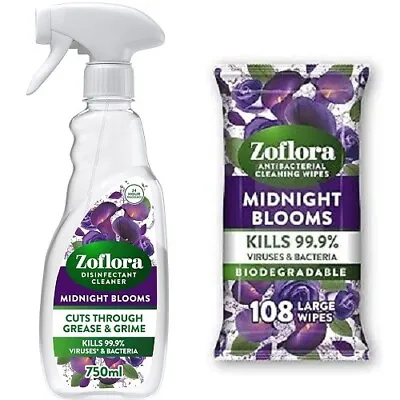 Zoflora Midnight Bloom Spray And Surface Wipes (96s) • £9.98