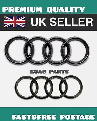 £17.99 • Buy Audi Gloss Black Badge Rings Set Front Grille Rear Boot 273mm 192mm A1 A3 A4 A5