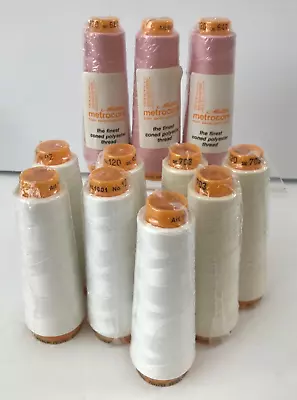 Lot Of Mettler Metrocore  Coned Polyester Thread - Cream White & Pink 11 Total • $24