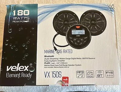 Velex VX150S  Marine Sound System Streaming Radio Plus 1 Pair 6.5” Speakers • $79.99