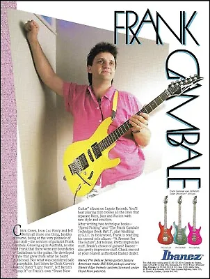Frank Gambale 1987 Ibanez Pro Deluxe Series Guitar Ad 8 X 11 Advertisement • $4