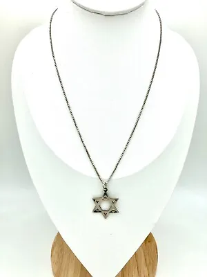 Vintage 925 Sterling Silver Star Of David Necklace - 17” Box Chain • $29.99
