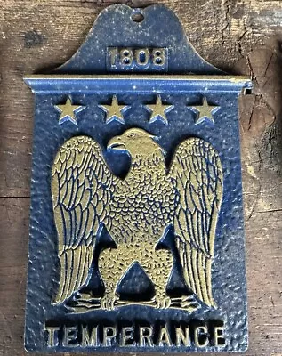 Vintage Metal Eagle Wall Sign Plaque 1808 Temperance Man Cave Bar • $15