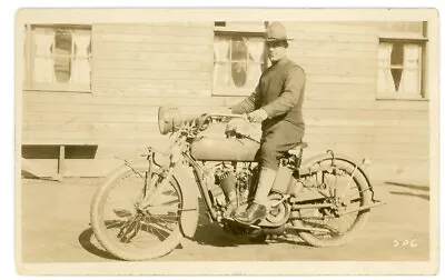 RPPC Motorcycle  Indian  Albert On His Military Bike • $69.99