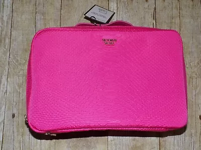 NEW Victoria's Secret Hot Pink 4 PC Snake Print Cosmetic Makeup Travel Bag Case! • $48.95