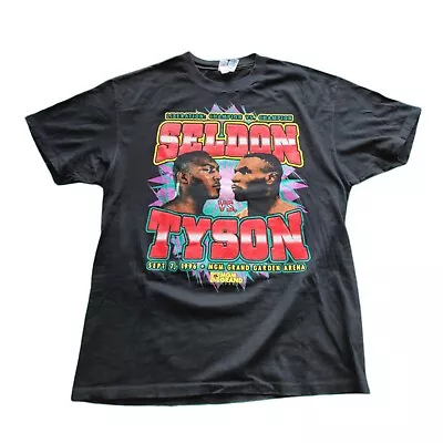 Vintage 1996 Mike Tyson X Bruce Seldon MGM Boxing T-Shirt Rare Bootleg Rap Tee • $145.40