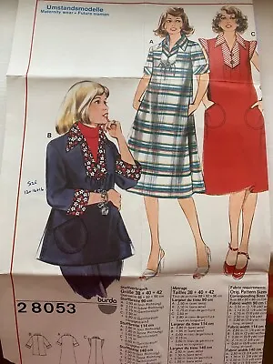 Vintage 1970s Burda Pattern 28053 Misses Maternity Dress Or Top Sizes 12-16 UNC • £3.99