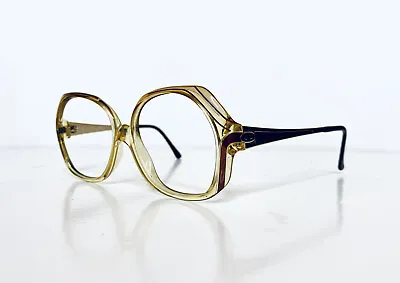 Vtg Christian Dior Amber Yellow Lucite Oversized Glasses Austria 2256 52 14 135 • $92