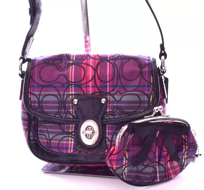 New COACH 15477 Tartan Plaid Penny Flap Mini Tote Bag With Kisslock Coin Purse • $74