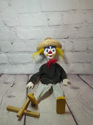 Vintage Mexican Marionette String Puppet Clown 15  Made In Mexico • $12.60