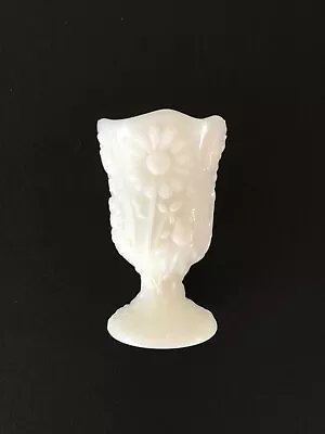 VINTAGE MILK GLASS VOTIVE CANDLE HOLDER PEDESTAL EMBOSSED FLOWERS #2 Mark • $10