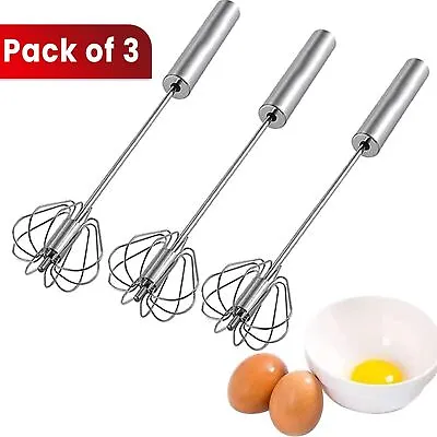 3X Egg Beater Self Turning Semi-automatic Whisk Hand Mixer Blender Kitchen Tools • £7.99