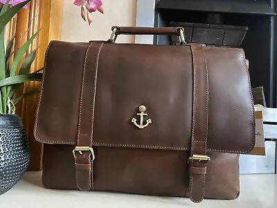 Genuine Leather Messenger Bag Briefcase Laptop Shoulder Travel Laptop Office Bag • £65