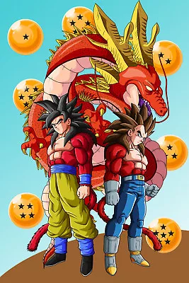 Dragon Ball GT Poster Goku SSJ4 Vegeta SSJ4 12in X 18in Free Shipping • $9.95