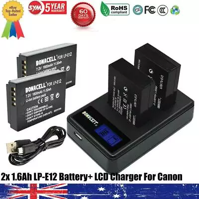 2x LP-E12 Battery For Canon EOS 100D EOS-M EOS M Rebel SL1 M10 M50 M100 Camera • $28.99