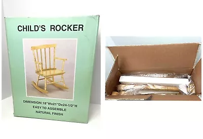 Vintage NEW Child Rocking Chair Wooden Natural Finish 18”W X 21”D X 24 1/2”H NOS • $59.99