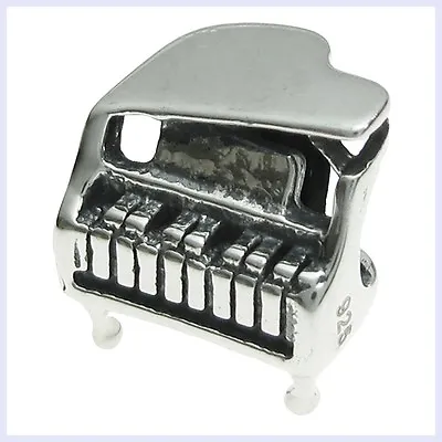 925 Sterling Silver Baby Grand Piano Music Note Bead For European Charm Bracelet • $15.98