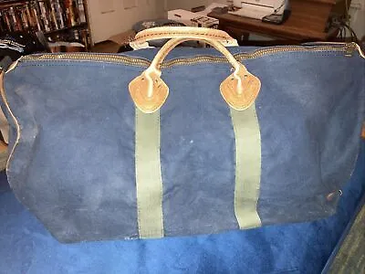 $79.99 • Buy Vintage LL Bean Canvas Leather Men’s Travel Duffle Bag Blue/Green 23”