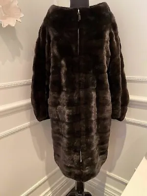 J. MENDEL Black Mink Fur Zip-Front  3/4 Length Coat Jacket - Size 10 Medium • $2595