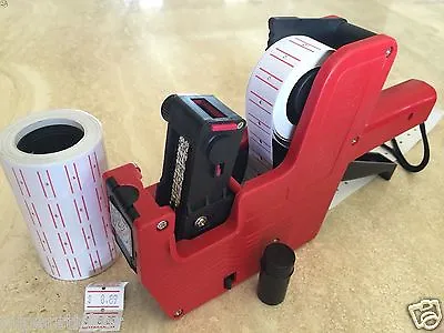 US Seller MX-5500 8 Digits Price Tag Gun + 2000 White W/ Red Lines Labels +1 Ink • $16.25