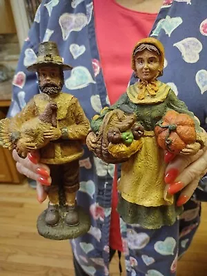 Thanksgiving Standing Couple Pilgrims Resin Painted Holiday Fall Table  Decor  • $19.95