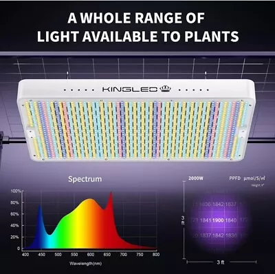KING 2000W Full Spectrum LED Grow Light Hydroponics For Indoor Plants US • $100