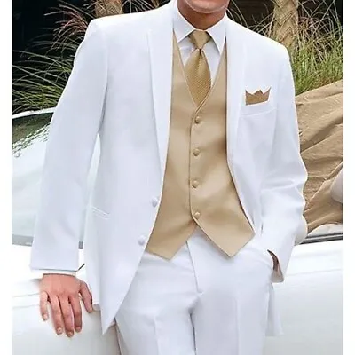 Men's White Monaco Tuxedo Jacket- Easy Care Prom Cruise Gala Black Tie • $60