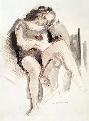 25% OFF SALE NOW New York Watercolor MOSES SOYER 'Resting Ballerina' 11  X 15  • $195