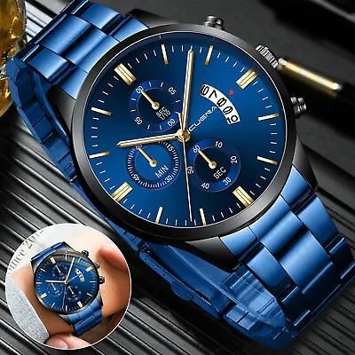 $13.28 • Buy Waterproof Men Watch Relojes De Hombre Stainless Steel Quartz Classic Wristwatch