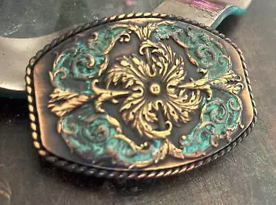 Antique Turquoise Copper Tone Belt Buckle • $27