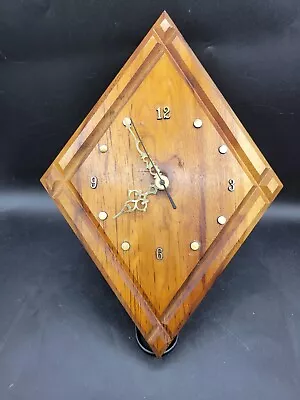 MCM Wall Clock Wooden Diamond Star Wall Clock Atomic Siged Lee Peterson Handmade • $65