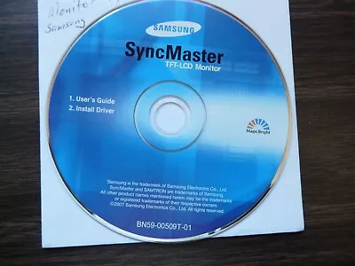 Samsung SyncMaster Computer CD For TFT-LCD Monitor 2007 • $8.99