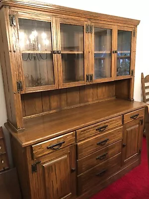 Vintage A. Brandt Ranch Oak Sideboard/China Cabinet With Hutch • $1000