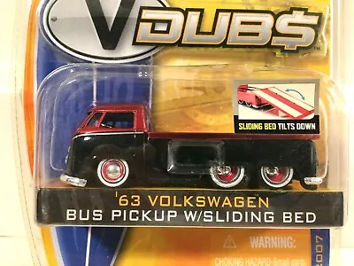 $19.88 • Buy Jada 63 Volkswagen Bus Pickup Truck W/Sliding Bed Hauler V-Dub$ Dubs Blk/Red VW