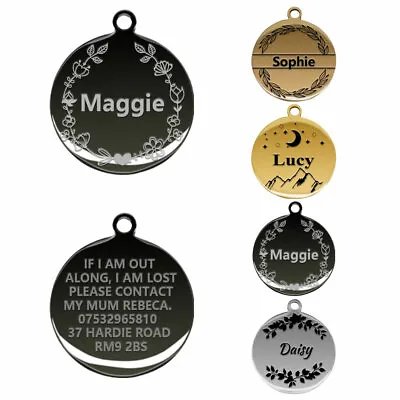 £3.89 • Buy Engraved Dog Tag Personalised ID Name Tags Custom Pet Cat Collar Double Side