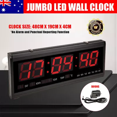 $37.95 • Buy Modern Large Digital Wall Clock Jumbo LED Display With Temperature Calendar New