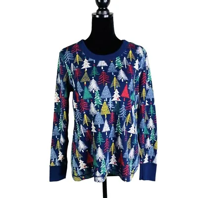 Hanna Anderson Twinkly Trees On Navy Pajama Shirt Organic Cotton Women’s XL • $17.50