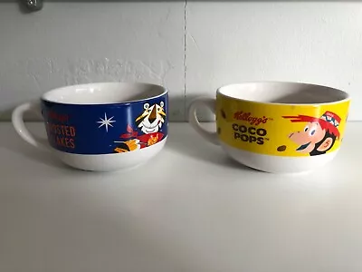 Vintage Kelloggs Coco Pops & Frosted Flakes Breakfast Cereal Bowls Mug W/Handles • £24.99